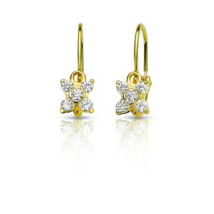 Five-stone front clasp gold earrings