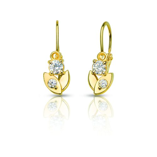 Harmony front clasp gold earrings with zirconia