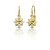 Gold earrings with a front clasp and a zirconia flower