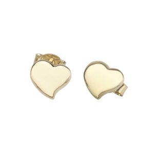 Minimalist solid gold heart earrings