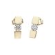Gold earrings with double square zirconia stones