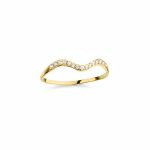 Stackable gold wave ring with zirconia stones