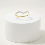 Stackable gold wave ring with zirconia stones