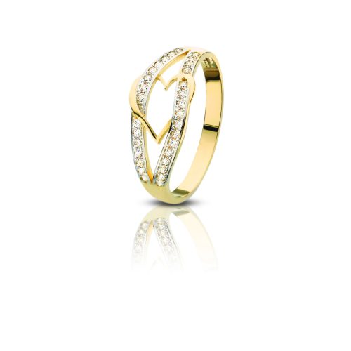 Love bond gold ring with heart pattern