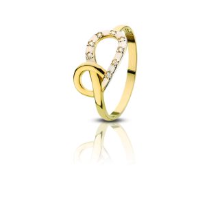 Gold ring with stylized infinity symbol