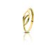 Delicate leaf gold ring with a single zirconia stone