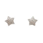 Gold star earrings with diamonds, 0.03 carats, brilliant cut