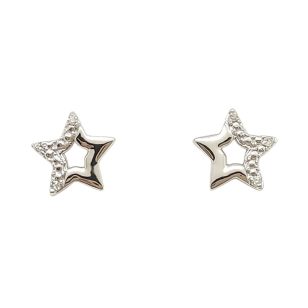   White gold star earrings with 0.01 carat brilliant-cut diamonds