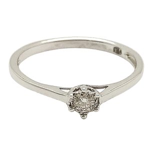   White gold diamond engagement ring, 0.08 carats, brilliant cut