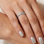 White gold wedding band with 30 diamond stones