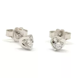 White gold earrings with diamonds, 0.1 carat, brilliant cut
