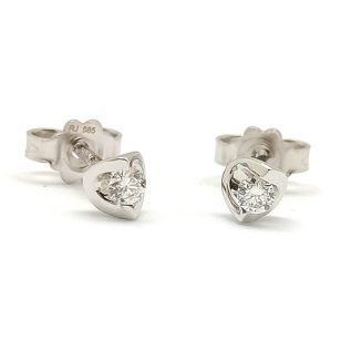 White gold earrings with diamonds, 0.1 carat, brilliant cut