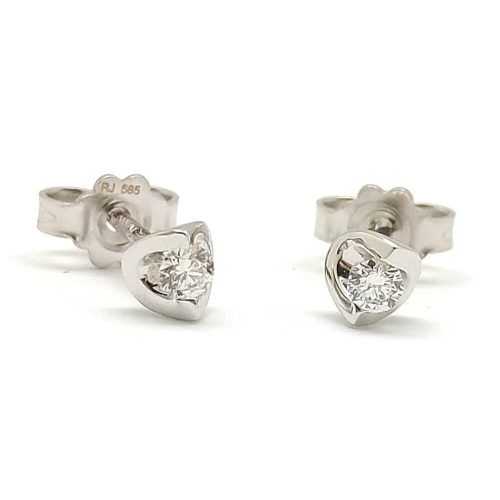 White gold earrings with diamonds, 0.1 carat, brilliant cut