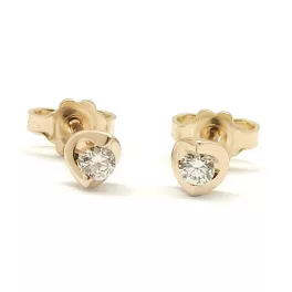 Gold earrings with diamonds 0.1 ct brilliant