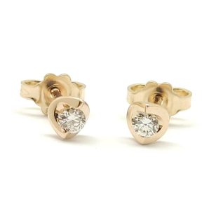 Gold earrings with diamonds 0.1 ct brilliant