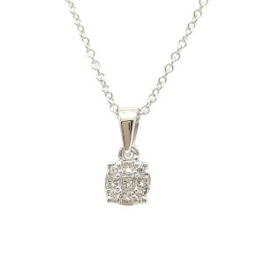   Unique white gold diamond pendant with 9 brilliant-cut diamonds