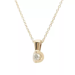Gold diamond pendant 0.10 carat brilliant 