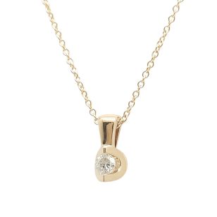 Gold diamond pendant 0.10 carat brilliant 