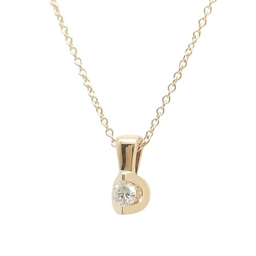 Gold diamond pendant 0.10 carat brilliant 