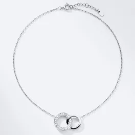   White gold pendant necklace with diamond-encrusted loop pendant