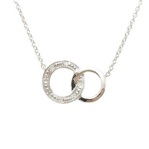   White gold pendant necklace with diamond-encrusted loop pendant