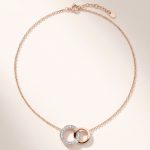 Rose gold pendant necklace with diamond-encrusted loop pendant