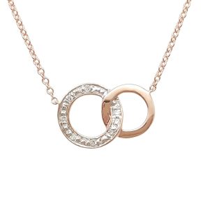   Rose gold pendant necklace with diamond-encrusted loop pendant