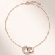 Rose gold pendant necklace with diamond-encrusted loop pendant
