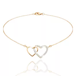 Gold heart pendant necklace decorated with 25 diamonds