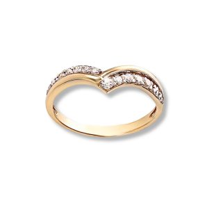 Gold tiara ring with zirconia stones