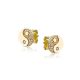 Yin-Yang gold and white stud earrings