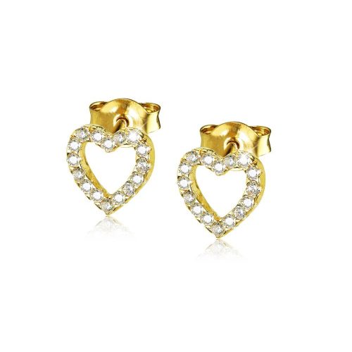 Gold heart stud earrings