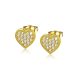 Gold heart stud earrings with zirconia