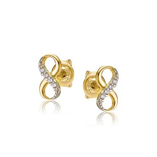 Gold earrings infinity
