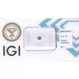   0.31 ct pink gyémánt kő, kerek (round) csiszolású briliáns