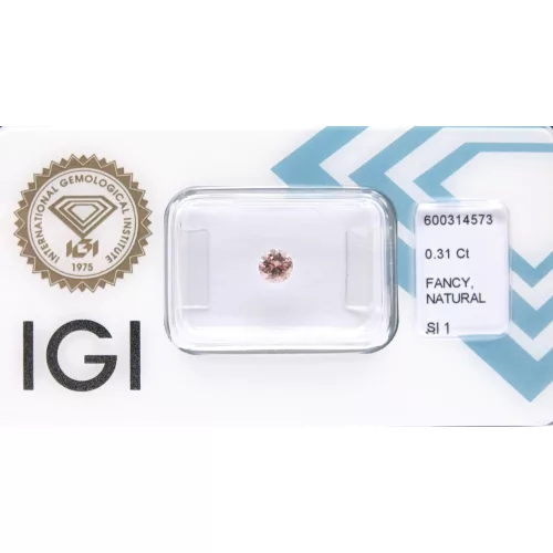0.31 ct pink diamond, round cut (brilliant cut)