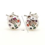 Silver earrings with colorful ladybugs