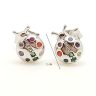 Silver earrings with colorful ladybugs