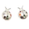 Silver earrings with colorful ladybugs