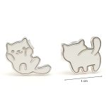 Silver kitten earrings for children