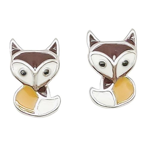 Silver fox earrings for children