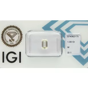   1.00 ct gyémánt kő, smaragd (emerald) csiszolású briliáns