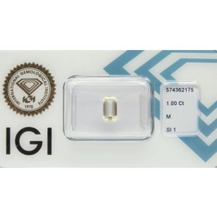 1.00 ct diamond stone, emerald cut brilliant